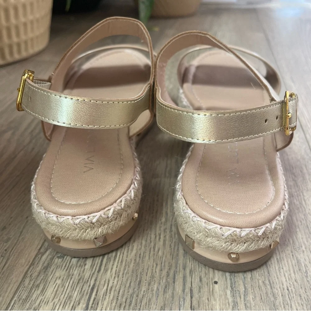 Studded‎ Espadrilles Tan Gold Via Luna Sz 8.5 Sz 39 Boho Beach
